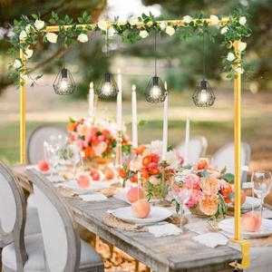 Over The Table Rod Stand with Clamps Adjustable 31"-110'' Length 31"-64" Height Gold Table Balloon Arch Stand with Storage Bag, Metal Decorating Rod Hanging