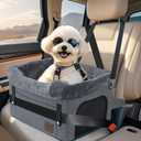 PetsHome Dog Car Seat for Small Dogs, Detachable Washable Pet Booster Seat with Storage Pocket, Breathable Mesh, Safety Leash, Adjustable Straps for Small Pets Up to 25lbs-Grey