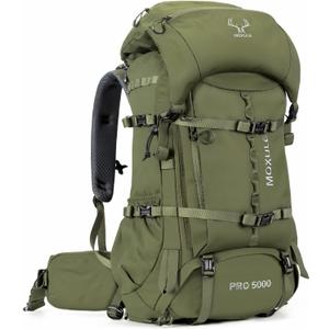 MOXULE Pro 5000 Frame Backpack - Meat Hauler Pack with Rain Cover for Outdoor- Lightweight, Green, 80L