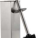 BGL Square Toilet Brush with Holder,Stainless Steel Rubber Painted Toilet Bowl Brush and Holder for Bathroom,2 Cleaner Brush Heads,Brushed Nickel