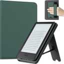 CoBak Case for 6" E-Reader - PU Leather Smart Cover with Auto Sleep/Wake & Hand Strap, not Compatible with Kobo Clara,Dark Green