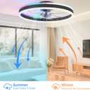 STERREN RGB Ceiling Fan with Light, 20'' Low Profile Ceiling Fans, Black Flush Mount LED Fan Light with Remote Control, Modern Bladeless Fandelier for Bedroom, Living Room, Kitchen