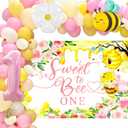 So Sweet to Bee One Backdrop First Bee Day Birthday Party Decorations Girl Happy 1st Bee Day Birthday Decor Bumble Balloon for Girl Fun to Bee One Baby Shower