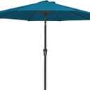 MEWAY 9ft Patio Umbrella Outdoor Table Umbrellas with Push Button Tilt and Crank, Market Umbrella 8 Sturdy Ribs for Deck, Garden, Pool and Backyard, Lake Blue