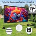 120inch Projector Screen with Stand: Portable Projector Screen Outdoor Indoor Front/Rear16:9 4K HD with Carry Bag, Sandbag - Lightweight Movie Screen for Backyard, Camping, Theater