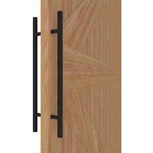 Matte Black Round Barn Door Handles 12"/24"/36"/48"/59'', Pull Push Long French Door Handle Double Sided, Large Front Exterior Shower Door Pull Handles