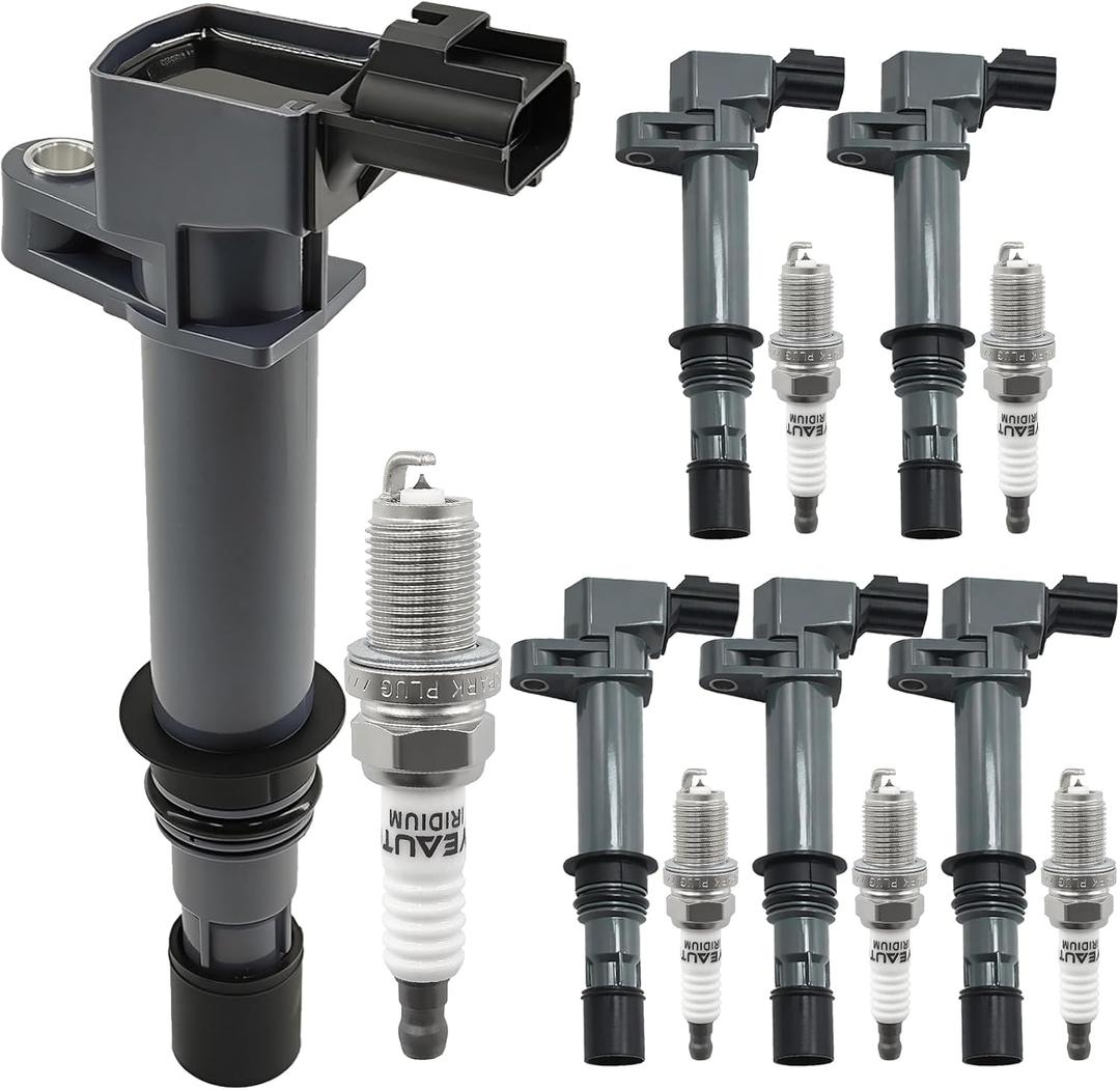 OYEAUTO Ignition Coil Pack and Iridium Spark Plug UF270 Set of 6 Compatible with Dodge Jeep Mitsubishi Liberty Grand Cherokee Raider Commander Nitro Durango Dakota 3.7L V6