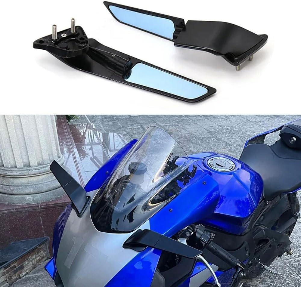 Motorcycle Adjustable Wind Wing Side Mirrors Compatible with YAMAHA YZF R1 (2020-2024) Motorcycle Accessories Rotating Rearview Mirrors Winglet Mirrors