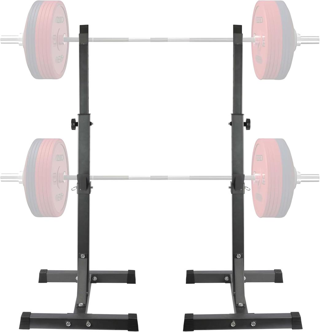 Adjustable Squat Rack Standard 550LBS Capacity 40-66 Inch Solid Steel Squat Stands Barbell Free-press Bench Home Gym Portable Dumbbell Racks Stands (Squat Rack)