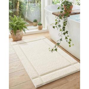Color&Geometry Ultra Soft Bathroom Rug Non Slip with Rubber Backing, Absorbent Washable Bath Mat, Quick Dry, Premium Microfiber Plush Mat for Bathtub and Shower Floor,Beige,16"x24"