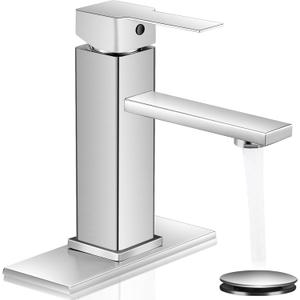 Brushed Nickel Bathroom Faucet YXOCVIR Single Hole with Pop-up Drain Single Handle Bathroom Faucet Suitable for Vanity Sinks RV Suitable for 1 or 3-Hole Installation