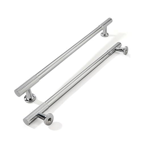 khtumeware 8 Inch Hole Center 2 Pack Polished Chrome Heavy Duty Solid Cabinet Pulls, Kitchen Drawer Handles, for Dresser cabinets, cabinets, Door cabinets, Hardware