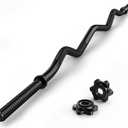 47" EZ Curl Bar Weight Lifting Bar, for Hip Thrusts/Squats/Lunges, 1" Weight Plates Curling Bar for Gym and Home, with Star Collars