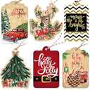 Christmas Gift Tags 60 Count with Untied String (15 Assorted Glitter, Foil, Printed Designs for DIY Xmas Present Wrap and Label Package Name Card)