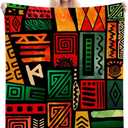 African Tribal Throw Blanket，Traditional Totems Colorful Juneteenth Kwanzaa Kente Ethnic Mud Pattern Warm Cozy Flannel Soft Blanket for Couch Chair Sofa Bed Bedroom Living Room Car 30"x 40"