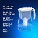 AQUAPHOR 12 Cup Opal Water Filter Pitcher with 1 x B15 Filter | Reduces Chlorine & Heavy Metals | Fast Flow Water Filtration | BPA-Free & Dishwasher Safe | Improved & Filtered Water | White