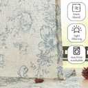 jinchan Floral Linen Tier Curtains Blue Flower on Beige Cafe Curtains 24 Inch Length Kitchen Living Room Bedroom Bathroom Farmhouse Rustic Country Rod Pocket 2 Panels