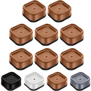 shouwuhho 8 Pack Furniture Risers Adjustable Bed Risers Heavy Duty Lifts Height 1", Square Stackable Bed Risers 1, 2 or 3 Inch for Desk Leg Table Couch Sofa Chair Bed Frame Legs Dorm, Brown