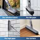 DSV Standard Grout Scrub Brush with Long Handle, 50'' Tile Grout Scrubber, V-Shape Crevice Cleaning Brush for Hard to Reach Areas, 180 Rotation Grout Cleaner for Tile Floors, Baseboards and Corners