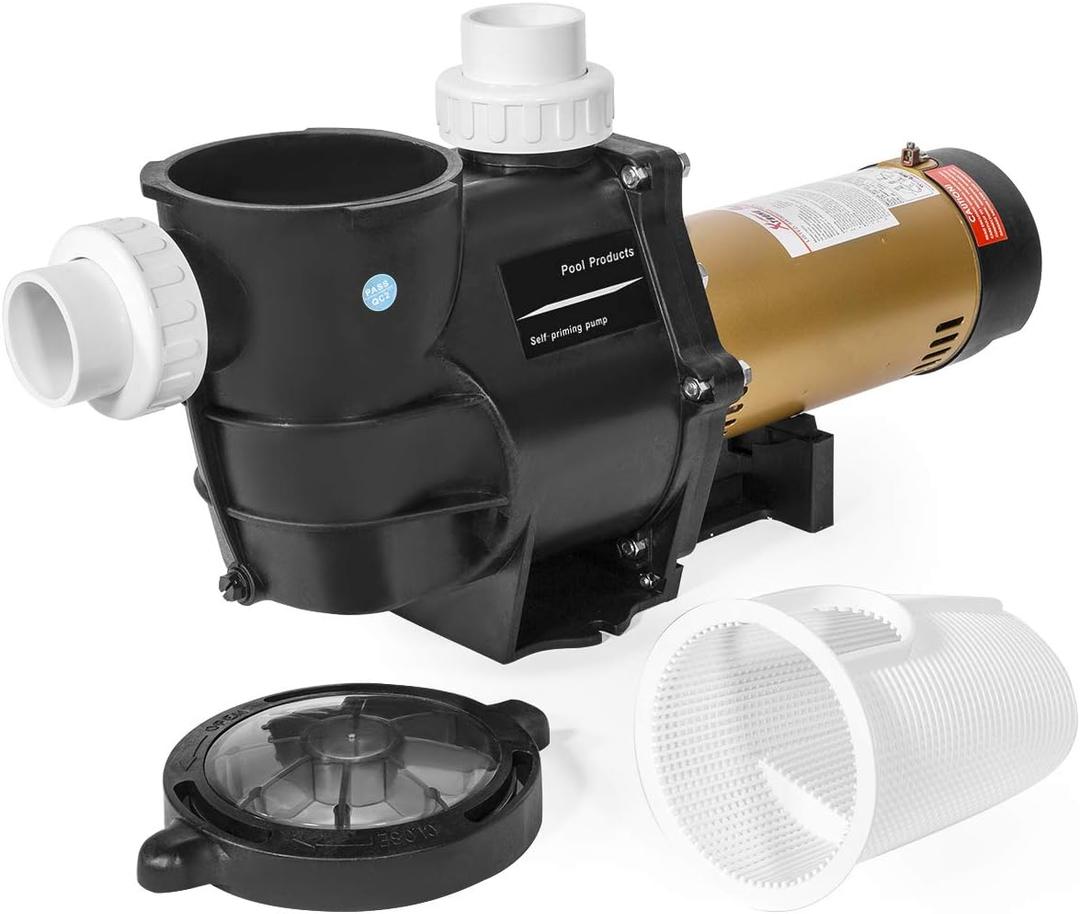 XtremepowerUS 2HP In-Ground Swimming Pool Pump Dual Speed High Flow 2" Inlet 230V High Flo 2-Speed w/ Slip-On Fitting Adapter, 5,820 GPH with Filter Basket