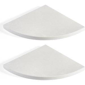 Koville 2 Pcs Wall Mounted White Marble Corner Shower Shelf for Bathroom, 10'' Polished Marble Corner Shelves for Bath, Stone Corner Shower Caddy - White Cliff (No Glue Included)