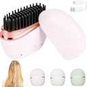 Mini Hair Straightener, Cordless&Rechargeable Portable Hair Straightener Brush with 3-Speed Temperature Control, Fast Heating Hot Comb&Anti-Scald Shell, Mini Straightener Brush for Home Travel Gift