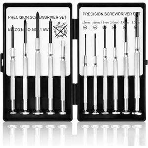 11PCS Small Precision Screwdriver Set, Premium Mini Screw Driver Set Kit, 6 Different Sizes of Flat Head Philips Screwdrivers for Watch, Eyeglasses, Electronics, Repair Box
