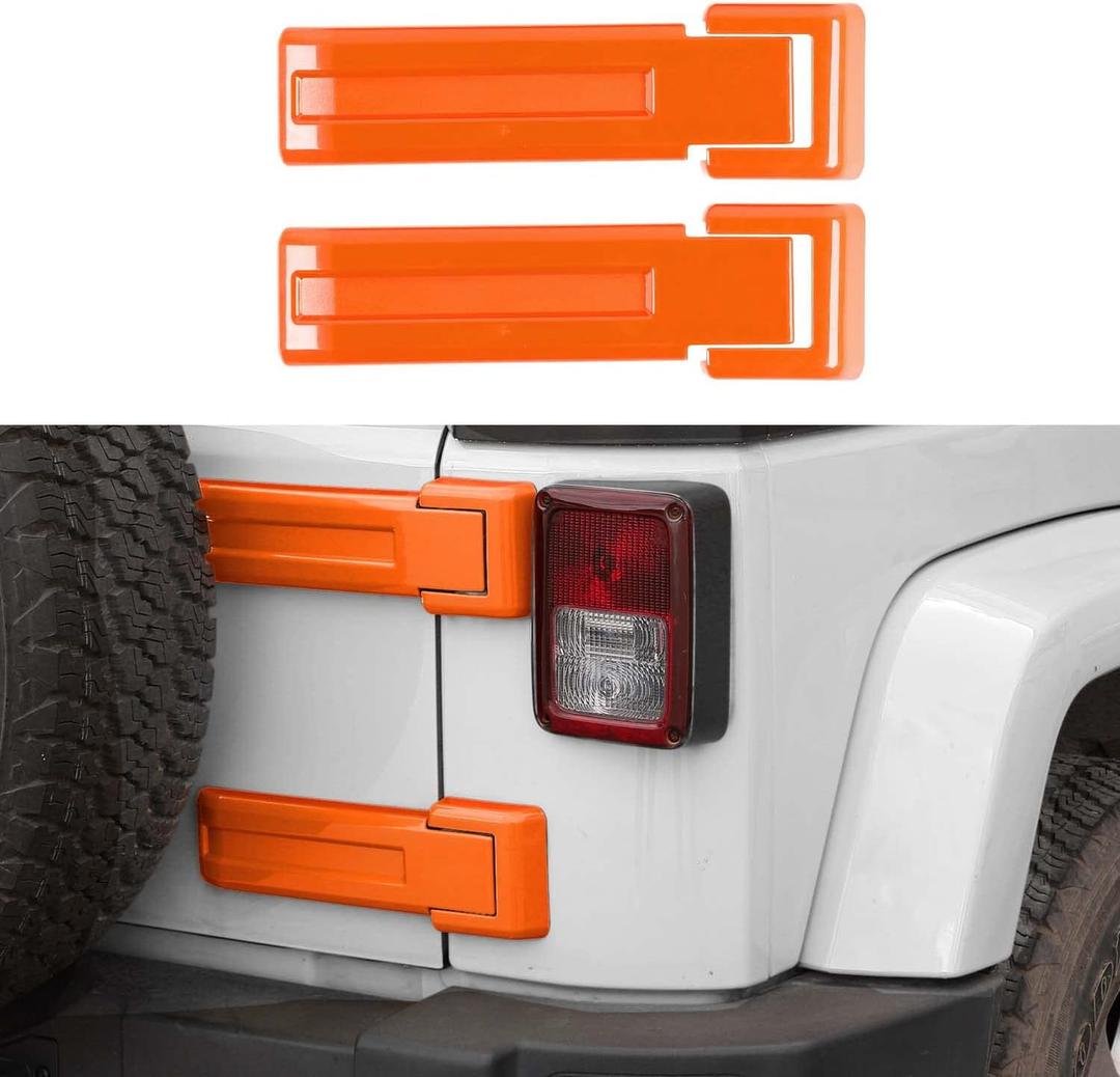 RT-TCZ Tailgate Hinge Cover Spare Tire Bracket Rear Door Trim Exterior Accessories Decoration for Jeep Wrangler JK JKU 2/4 Door 2007-2017,Orange