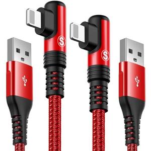 Right Angle i Phone Charger Cable 2-Pack, 10FT, [Apple MFi Certified] Ligtning Cable Fast Charging Nylon Braided Compatible with i Phone 14/13/12/11 Pro Max/XS MAX/XR/XS/X/8/7/Plus/6S/6/SE/5S/i Pad