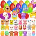 SpringFlower 24 Pack Easter Eggs Filled with Animal Squishy Toys for Easter Eggs Hunt, Easter Basket Essentials, Basket Stuffers Fillers, Easter Party Favors for Kids, Classroom Easter Prizes