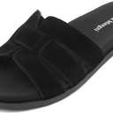 Meik Mangni Women's Flats Dressy Slide Sandals Comfortable Arch Support Sandals Fashion Open Toe Slip On Beach Sandals for Summer (Black,9.5 US)
