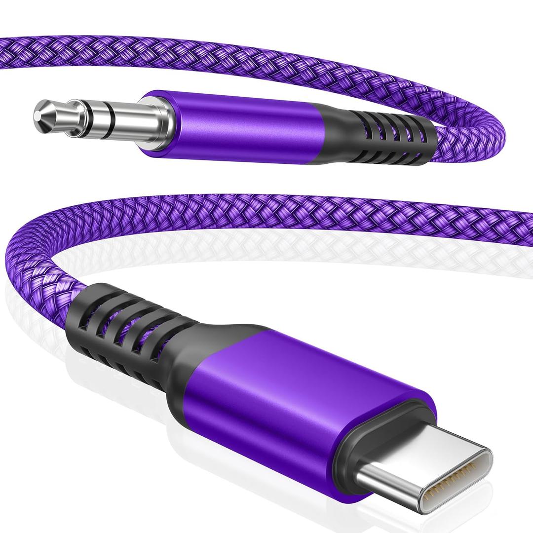 Elebase for iPhone 17 USB C Aux Cord 4FT,USB C Aux Cable,Type C to 3.5MM Jack Audio Adapter Auxiliary Cable for Z Fold Flip 7 6,S25 S24 S23 FE Ultra,Tab S8 S9 S10 S10+,A15,A25,A33 A34 A35,A53 A54 A55 (Purple)