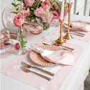 Solino Home Linen Placemats Set of 4 - Blush Pink and White Placemats 14 x 19 Inch - 100% Pure Linen Table Place Mats for Mothers Day, Spring, Summer - Contempo, Handcrafted and Machine Washable