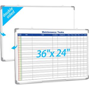 Lincia Double Sided Magnetic Maintenance Task Whiteboard 36 x 24 Inch