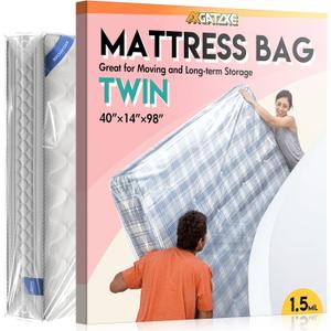 Plastic Mattress Bag for Moving Storage, Waterproof Mattress Cover, Mattress Protector for Moving Supplies - Twin Size (1.5MIL)
