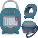 JCHPINE Hard Case and Silicone Cover for JBL Clip 5 Ultra Portable Bluetooth Speaker Accessories, Soft Silicone Case for JBL Clip 5 Speaker Stand Up Holder (Blue)