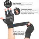 Duerer Arthritis Compression Gloves with Straps, Women Men for RSI, Carpal Tunnel, Rheumatoid, Tendonitis, Hand Pain, Hand Support. Fingerless Gloves for Computer Typing and Daily work (Grey, L) (Large (1 Pair))