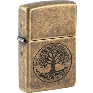 Zippo Tree of Life Pocket Lighter, Antique Brass, One Size (29149)