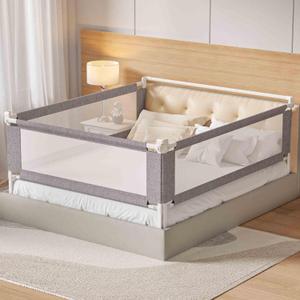 3-Piece King Size Bed Rail for Toddlers - Height Adjustable Baby Bed Rail Guard with Headboard Rod,Safety Bed Rails for King Size Bed with Child Lock(78.74x78.74x74.8 Inch)