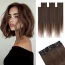 Clip in Short Hair Extensions Real Human Hair,Prokyvity Short Hair Extensions Clip ins,Mini Hairpieces for Volume & Highlights,Seamless & Invisible Design,6 Pieces 31g 10 inch Dark Brown