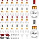 32 Pack Christmas Booze Balls, Fillable Christmas Tree Hanging Ornaments Clear Plastic Water Bottle Bulbs Pendant Ball with Plaid Ribbon and Stickers for Xmas Home Party Decor(Ball)