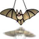 Halloween Bat Stained Glass Window Hanging Suncatcher for Window and Wall Decoration, Grey