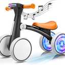 Ridego Colorful Lighting Baby Balance Bike Toys for 1 Year Old Boys Girls,12-24 Month Toddler Balance Bike with Music and Soft Seat, Toddler First Ride on Toys for 12-24 Months Birthday Gifts. (Black)