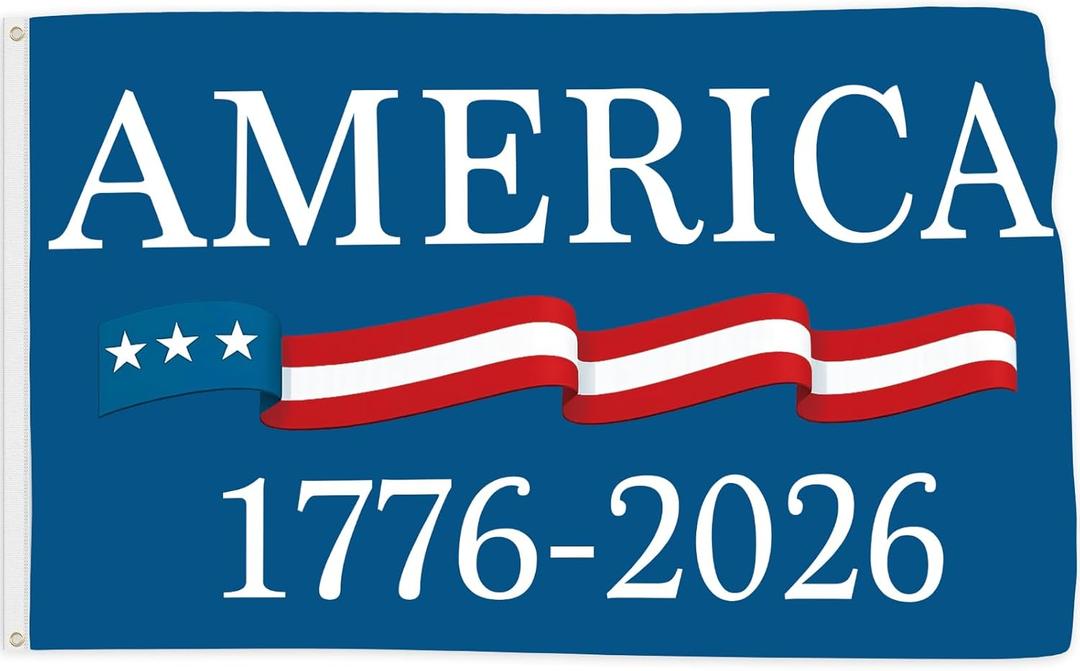 250 Anniversary Flag 3x5 Ft Blue America 1776-2026 Patriotic Flag 250th Birthday Yard Signs Party Supplies Hanging Decor for Room House Welcome Photo Backdrop with Brass Grommets