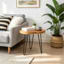 Live Edge Side Table, Natural Edge Wood End Table About 16" W x 14" D x 17" H Unique Natural Wood Table for Living Room, Bedroom, Decor (Medium)