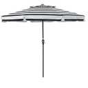 JEAREY 9' 2-Tiers Patio Umbrellas Outdoor Market Table Umbrella w/ Push Button Tilt/ Crank, 8 Sturdy Ribs, UV Protection Waterproof Sunproof(Black Stripe)