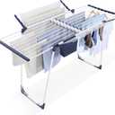 APEXCHASER Clothes Drying Rack - Foldable Laundry Rack Indoor Outdoor, Gullwing Drying Rack Clothing with 10pcs Clips + Bag, Collapsible Space-Saving Clothes Rack for Drying Towels Dolls, White, Medium