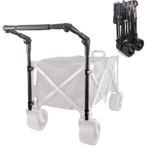 Folding Universal Wagon Push Handle Adjustable Handle Attachment with Stainless Steel Connectors,Foldable Push Pull Bar for Round or Square Metal Frame Camping Wagon/Beach Cart/Strollers