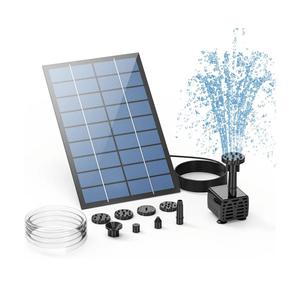 AISITIN 2.5W Solar Fountain Pump, DIY Outdoor Solar Water Fountain with 6 Nozzles and 4ft Water Pipe, Solar Powered Pump for Bird Bath, Ponds, Garden and Fish Tank Garden, Pond