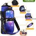 AUPET Water Bottle Sling Bag Sleeve Holder Carrier 25/32/40/64 oz,Insulated Crossbody Water Bottle Case Cover with Strap and Pockets for Men/Women Walking Hiking Camping (32oz, Purple Starry Sky)